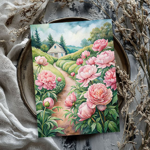 Elegante  roze pioenen tuin rijstpapier tissuepapier