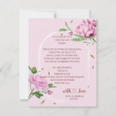 Elegante Roze Pioenroos Bedankt (Achterkant)