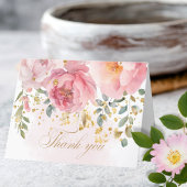 Elegante roze pioenroos bloemenkaart met dankbetui bedankkaart