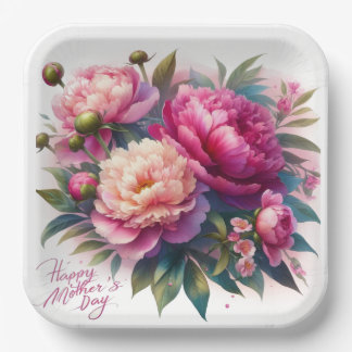 Elegante Roze Pioenroos Moederdag Papieren Bord