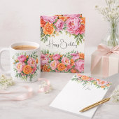 Elegante Roze Pioenrozen Bloemenschriftblok Notitieblok