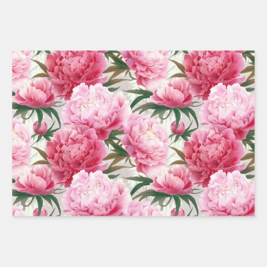 Elegante  Roze Pioenrozen Bloemenvakantie Inpakpapier Vel (Voorkant)