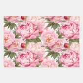 Elegante  Roze Pioenrozen Bloemenvakantie Inpakpapier Vel (Voorkant 3)