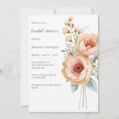 Elegante Roze Pioenrozen Bruidsdouche Kaart (Voorkant)