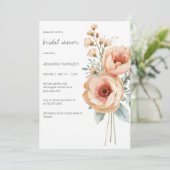Elegante Roze Pioenrozen Bruidsdouche Kaart (Staand voorkant)