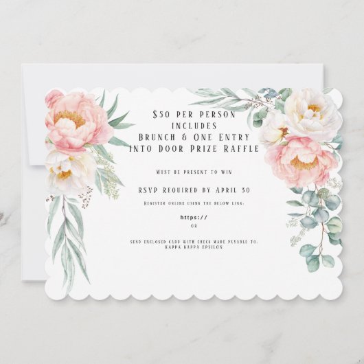 Elegante Roze Pioenrozen Eucalyptus RSVP Kaarten (Achterkant)