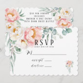 Elegante Roze Pioenrozen Eucalyptus RSVP Kaarten (Voorkant / Achterkant)