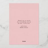 Elegante Roze Pioenrozen Gelukkige Moederdag Folie Feestdagenkaart (Achterkant)