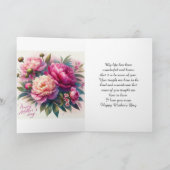 Elegante Roze Pioenrozen Moederdag Bloemen Kaart (Binnen)