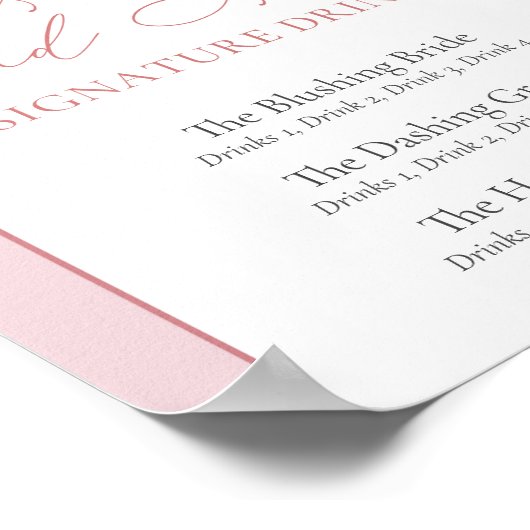 Elegante roze pioenrozen pampas boho boog handteke poster (Hoek)