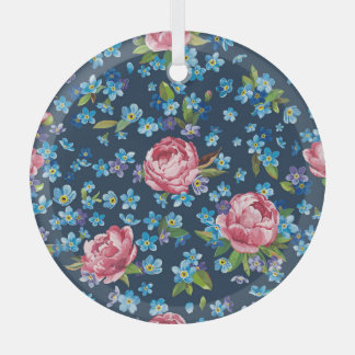 Elegante roze pioenrozen retro achtergrond glas ornament