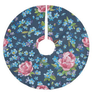 Elegante roze pioenrozen retro achtergrond kerstboom rok