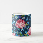 Elegante roze pioenrozen retro achtergrond koffiemok (Center)