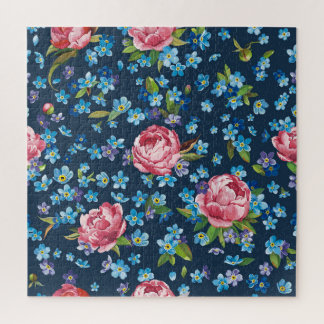 Elegante roze pioenrozen retro achtergrond legpuzzel