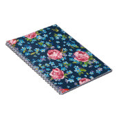 Elegante roze pioenrozen retro achtergrond notitieboek (Rechterzijde)