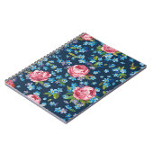 Elegante roze pioenrozen retro achtergrond notitieboek (Linkerzijde)