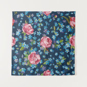 Elegante roze pioenrozen retro achtergrond wandkleed (Voorkant (horizontaal))