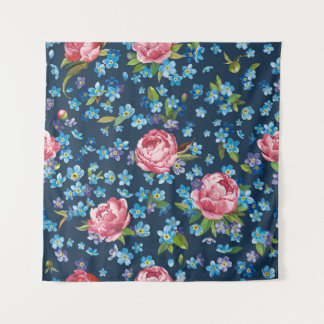 Elegante roze pioenrozen retro achtergrond wandkleed