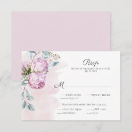 Elegante Roze Pioenrozen Salie Groene Huwelijksdec RSVP Kaartje