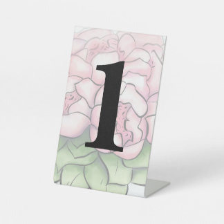 Elegante Roze Pioenrozen Waterverf Bruiloft Tafel Reclamebord Met Voetstuk