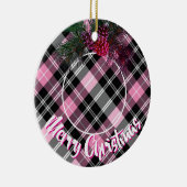 Elegante roze plaid pinecone foto sjabloon keramisch ornament (Rechts)