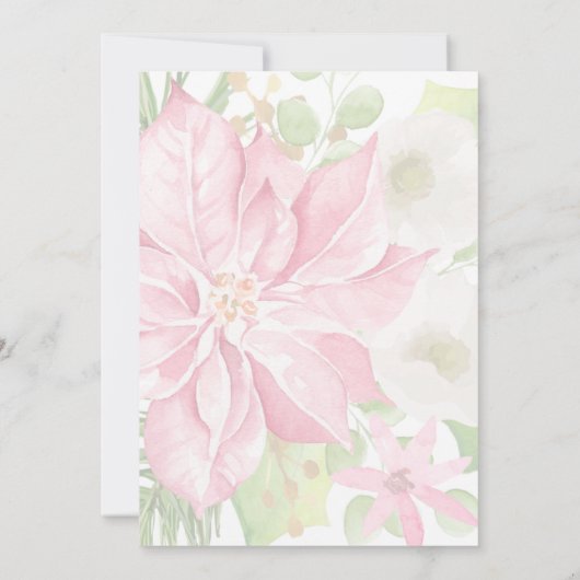 Elegante roze poinsettia bloemenkerst kaart (Achterkant)