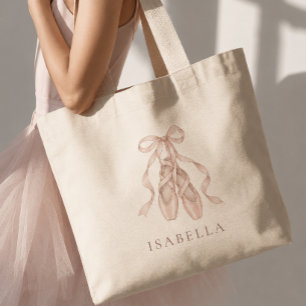 Elegante Roze Pointe-schoenen Gepersonaliseerde Ba Grote Tote Bag