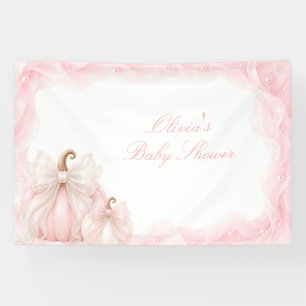 Elegante Roze Pompoen Boog Baby Shower Achtergrond Spandoek