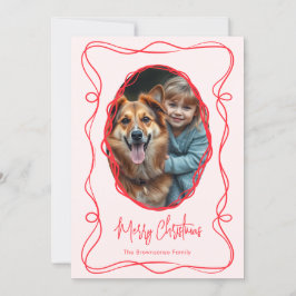 Elegante Roze Prettig Kerst Foto Feestdagenkaart