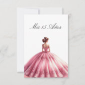 Elegante Roze Princess Quinceañera Uitnodiging (Achterkant)