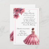Elegante Roze Princess Quinceañera Uitnodiging (Voorkant / Achterkant)
