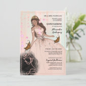 Elegante roze prinses glinsterende kroon tiara kaart (Staand voorkant)