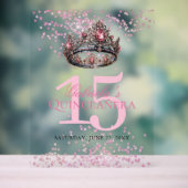 Elegante roze prinses kroon quinceanera welkom acryl bord