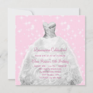 Elegante Roze Prinses Quinceanera Kaart