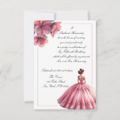 Elegante roze prinses Quinceañera uitnodiging (Voorkant)