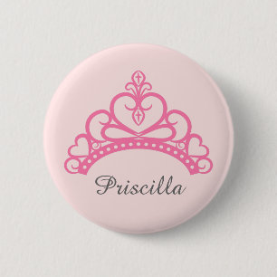 Elegante Roze Prinsessen Diadeem, Kroon voor Meisj Ronde Button 5,7 Cm