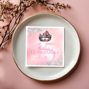 Elegante Roze Prinsessen Kroon Quinceanera Servet