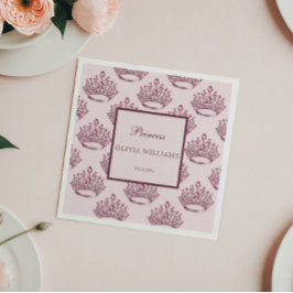Elegante Roze Prinsessen Kroon Verjaardagsmeisje Servet