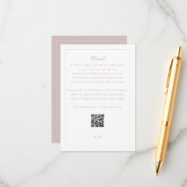 Elegante Roze QR Code Huwelijksdetails Informatiekaartje