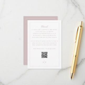 Elegante Roze QR Code Huwelijksdetails Informatiekaartje