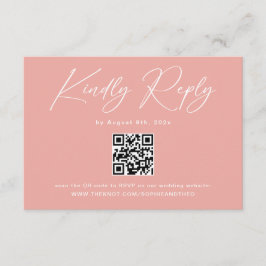 Elegante Roze QR Code Huwelijksreactie Informatiekaartje