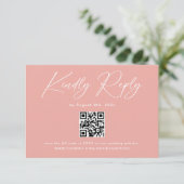 Elegante Roze QR Code Huwelijksreactie Informatiekaartje (Staand voorkant)