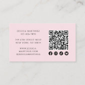 Elegante Roze QR Code Sociale Foto Make-up Visitekaartje (Achterkant)