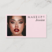 Elegante Roze QR Code Sociale Foto Make-up Visitekaartje (Voorkant)
