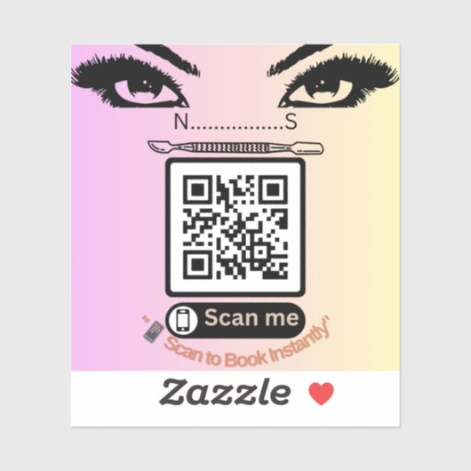 Elegante Roze QR Code Sticker – Boek Nu Schoonheid (Vel)