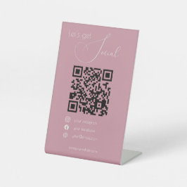 Elegante roze QR-code vrouwelijke scan me social m Reclamebord Met Voetstuk