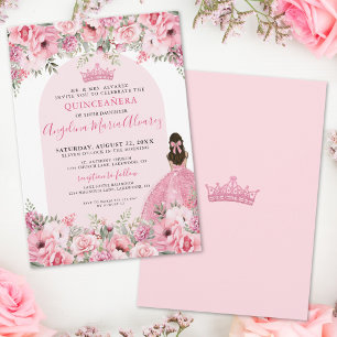 Elegante Roze Quinceanera Kaart