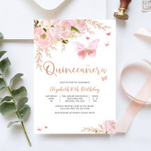 Elegante Roze Quinceañera Uitnodiging