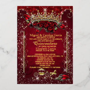 Elegante Roze Quinceañera Uitnodiging Kroon