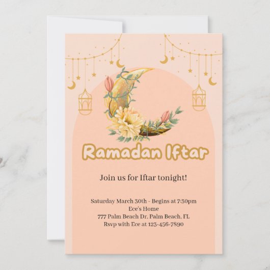 Elegante Roze Ramadan Iftar uitnodiging (Voorkant)